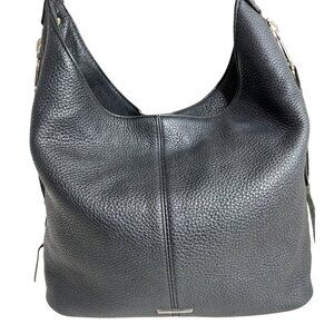 Rebecca Minkoff Black Pebble Leather Hobo Bag With Zipper Closure